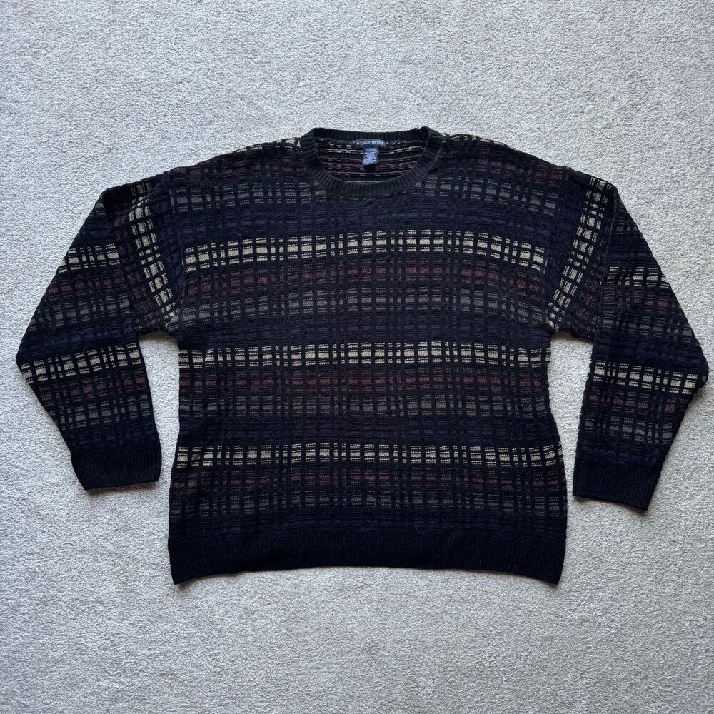 Vintage Retro Knightsbridge Acrylic Knit Multicolor Crewneck Sweater
